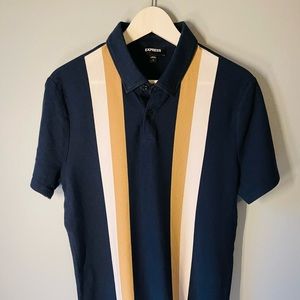 Express Men's Pique Polo Luxe Vintage Stripe Size M
